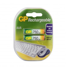 АККУМУЛЯТОР GP RECHARGEABLE 75AAAHC-2DECRC2  ТИП ААА, 750 мАч (2 ШТ. В БЛИСТЕРЕ) (1/10/100)