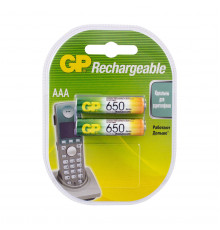 АККУМУЛЯТОР GP RECHARGEABLE 65AAAHC-5DECRC2  ТИП ААА, 650 мАч (2 ШТ. В БЛИСТЕРЕ) (10/100)