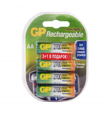 АККУМУЛЯТОР GP RECHARGEABLE 270AAHC3/1-2CR4  ТИП АА, 2700 мАч (4 ШТ. В БЛИСТЕРЕ) (8/80)