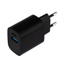 ЗАРЯДНОЕ УСТРОЙСТВО СЕТЕВОЕ USB + TYPE-C 5V, 2,4 A (ЧЕРНЫЙ) (1/100) 