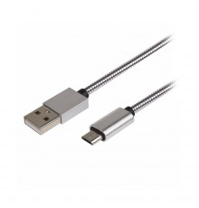 КАБЕЛЬ USB-MICRO USB 1 М В МЕТАЛ. ОПЛЕТКЕ (ЧЕРНЫЙ) (1/10/100) 