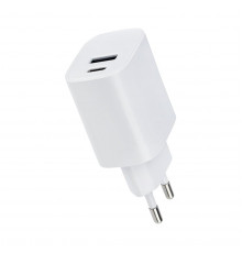 ЗАРЯДНОЕ УСТРОЙСТВО СЕТЕВОЕ USB + TYPE-C 5V, 2,4 A (БЕЛЫЙ) (1/100) 