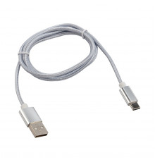 КАБЕЛЬ USB TYPE-C 1 М В НЕЙЛОНОВОЙ ОПЛЕТКЕ (СЕРЫЙ) (1/10/100) 