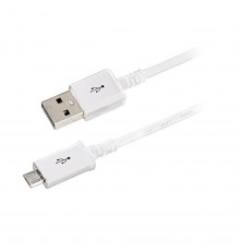 КАБЕЛЬ USB-MICRO USB 1 М ПВХ (БЕЛЫЙ) (1/100/500) 