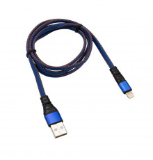 КАБЕЛЬ USB-LIGHTNING 1 М В НЕЙЛОНОВОЙ ОПЛЕТКЕ (СИНИЙ) (1/10/100) 